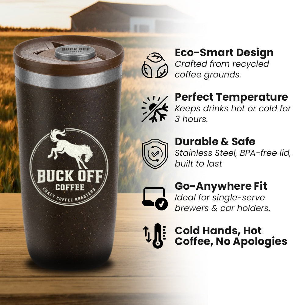 LIMITED EDITION: Buckoff Coffee® Neo Coffee Grounds Tumbler (Pre-Order)