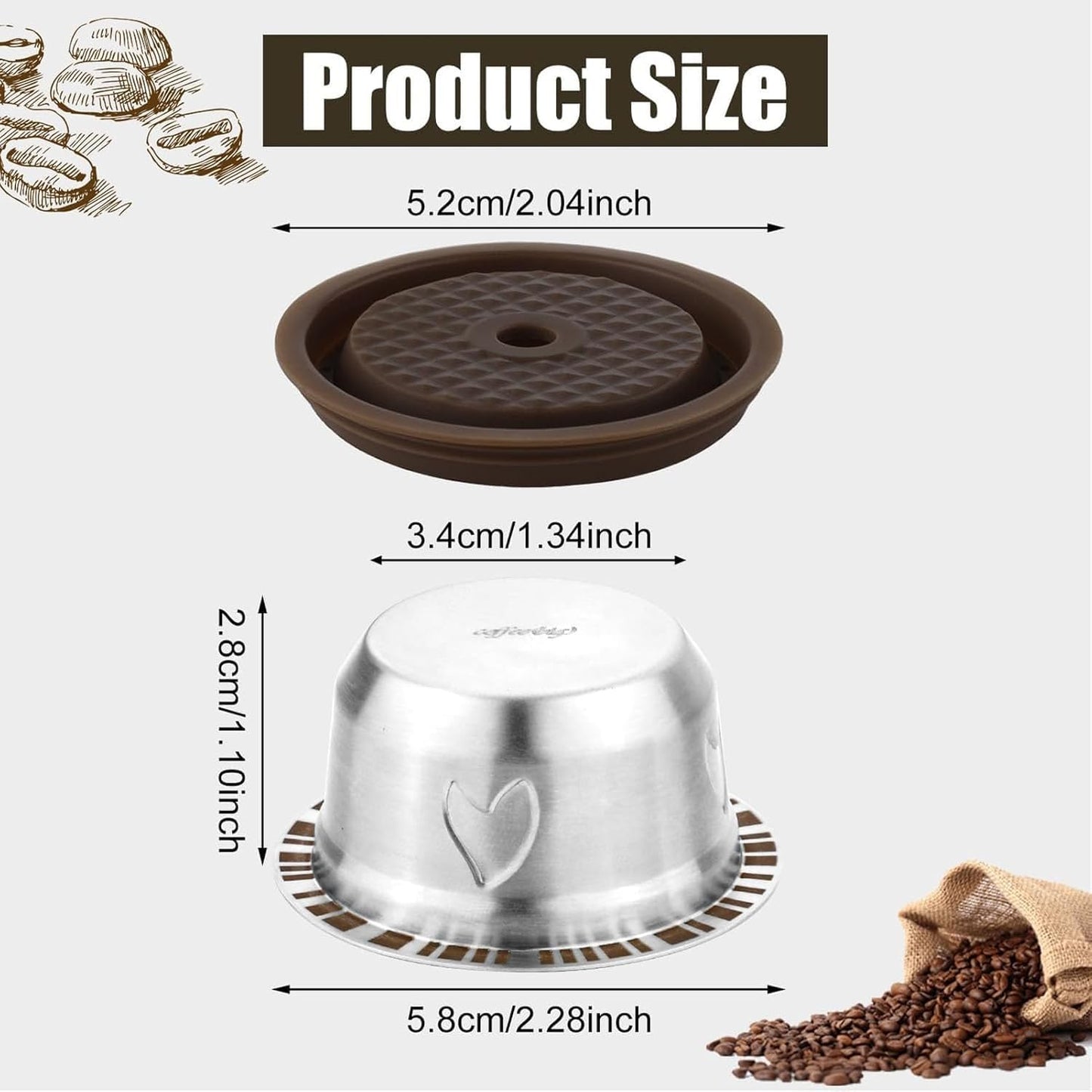 Refillable Coffee Capsule: Compatible with Nespresso VERTUO Coffee Capsules, Stainless Steel 230ml Capacity Reusable Coffee Filter Pod Kit for Home, Office
