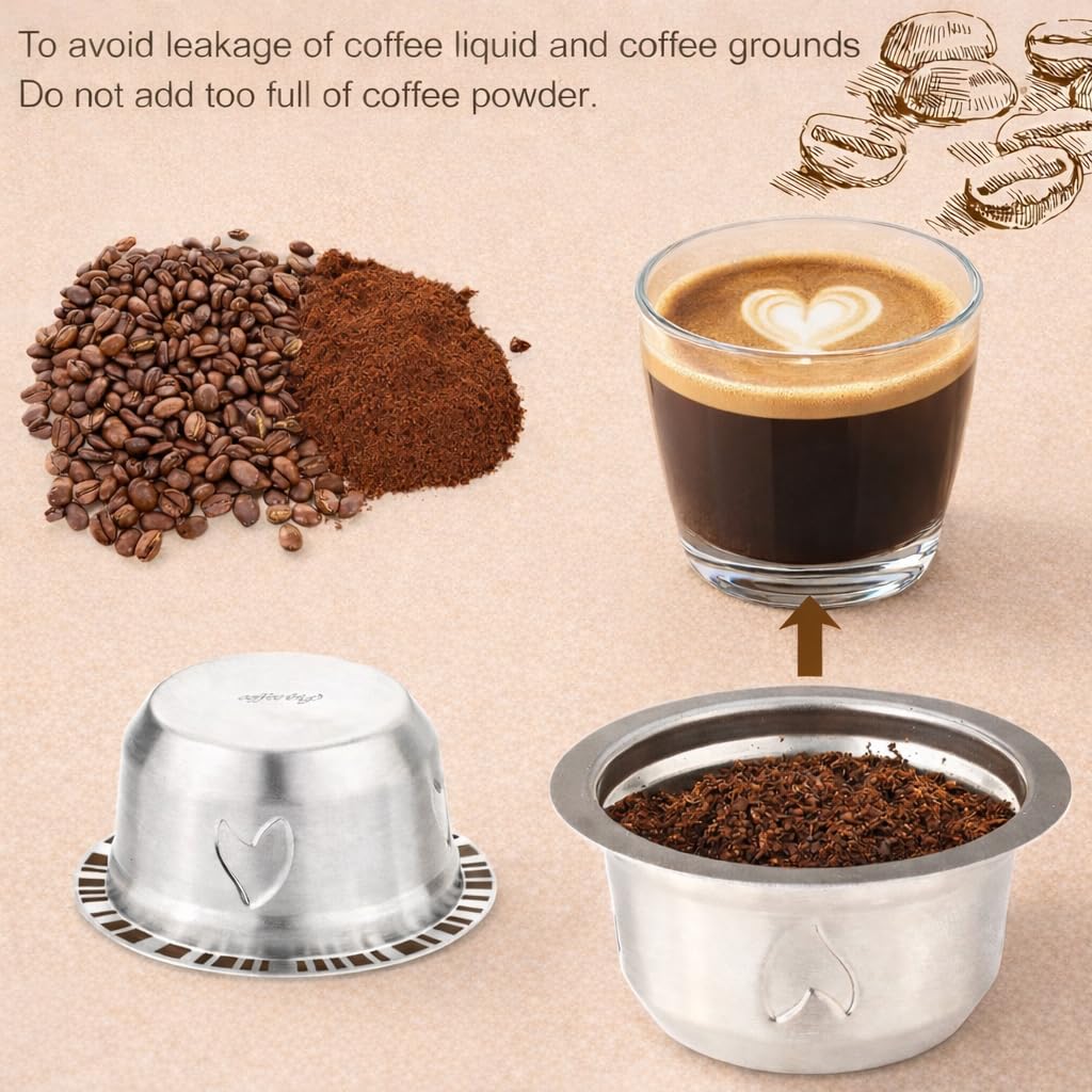 Refillable Coffee Capsule: Compatible with Nespresso VERTUO Coffee Capsules, Stainless Steel 230ml Capacity Reusable Coffee Filter Pod Kit for Home, Office