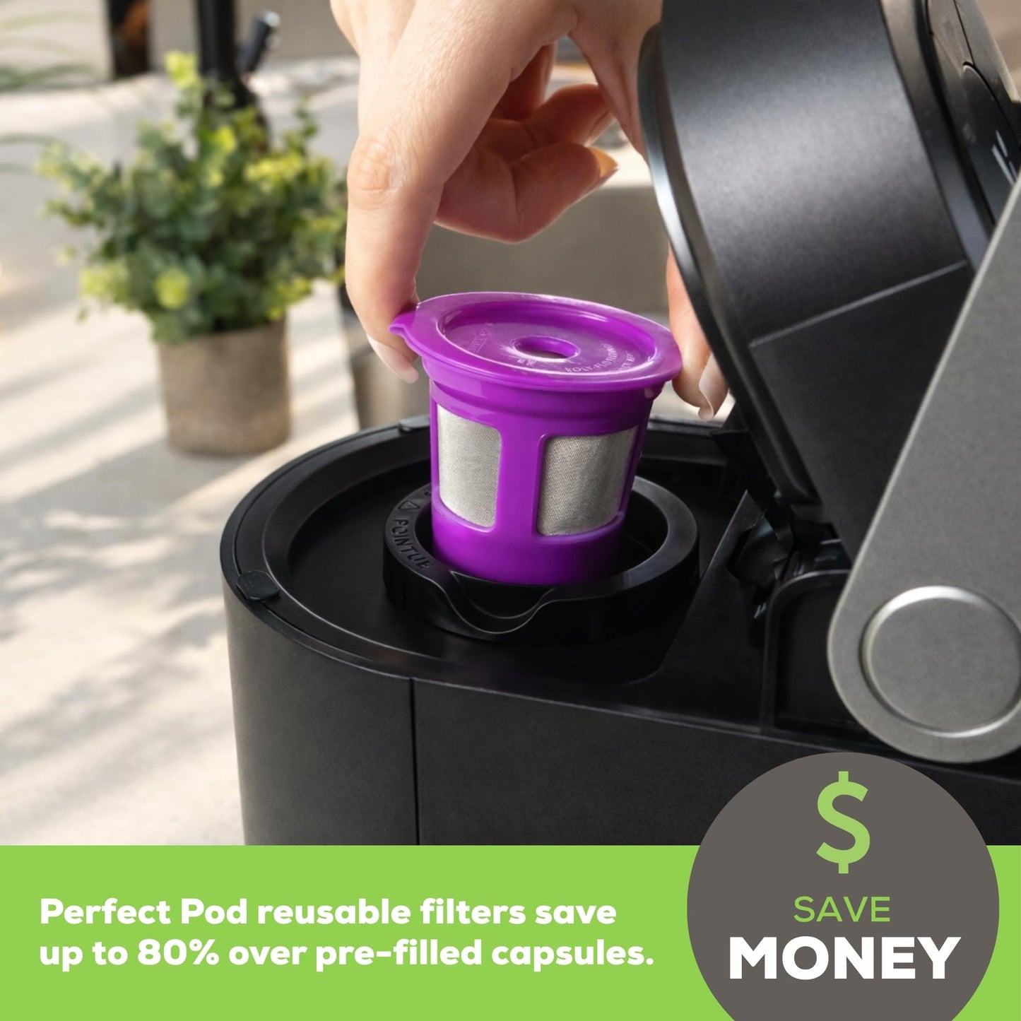 Perfect Pod 1-Stream Cafe Save Reusable K Cup Pod Coffee Filters - Refillable Coffee Pod Capsules with Built-In, Integrated Mesh Strainer for use with Keurig & Select Single Cup Coffee Makers, 4-Pack