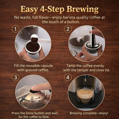 Refillable Coffee Capsule: Compatible with Nespresso VERTUO Coffee Capsules, Stainless Steel 230ml Capacity Reusable Coffee Filter Pod Kit for Home, Office