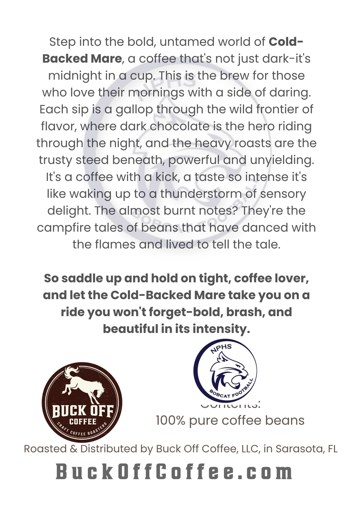 NPHS Football - Cold-Backed Mare - Very Dark Roast